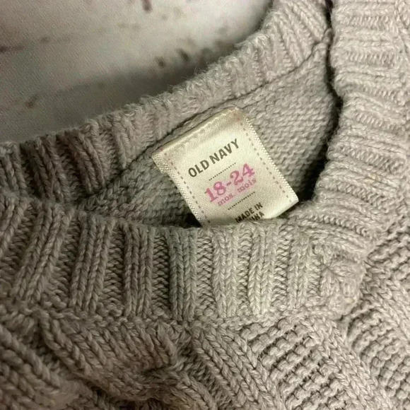 Old Navy Cable Knit Short Sleeve‎ Sweater Tie Dress Girls 18-24 Months - Picture 9 of 9